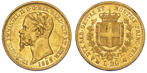 REGNO DI SARDEGNA. VITTORIO EMANUELE II DI SAVOIA, 1849-1861. 20 Lire 1852. Genova.