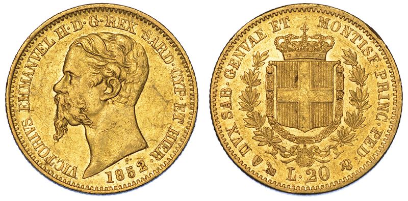 REGNO DI SARDEGNA. VITTORIO EMANUELE II DI SAVOIA, 1849-1861. 20 Lire 1852. Genova.  - Auction Numismatics - Cambi Casa d'Aste