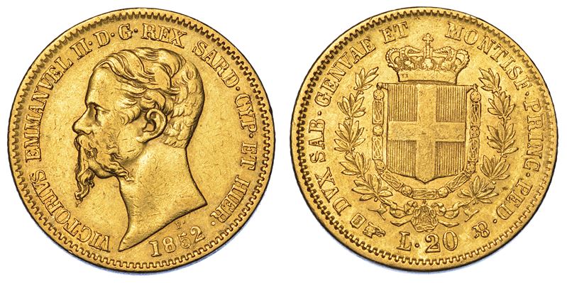 REGNO DI SARDEGNA. VITTORIO EMANUELE II DI SAVOIA, 1849-1861. 20 Lire 1852. Torino.  - Asta Numismatica - Cambi Casa d'Aste