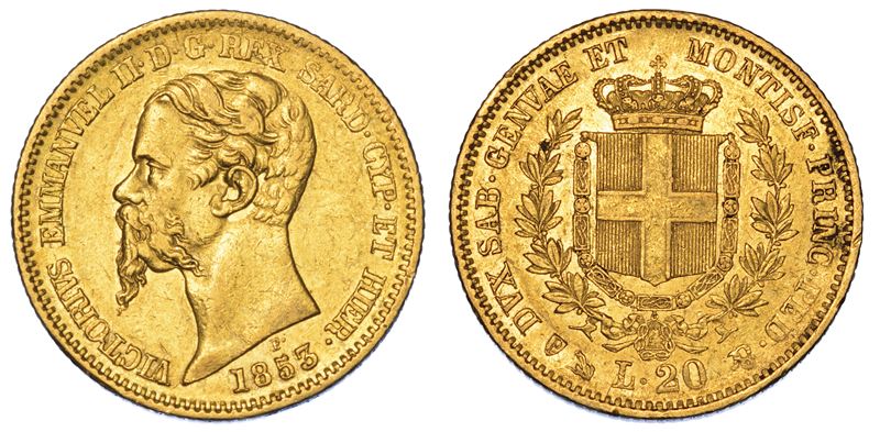 REGNO DI SARDEGNA. VITTORIO EMANUELE II DI SAVOIA, 1849-1861. 20 Lire 1853. Genova.  - Auction Numismatics - Cambi Casa d'Aste