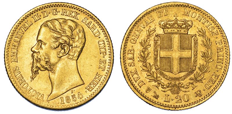 REGNO DI SARDEGNA. VITTORIO EMANUELE II DI SAVOIA, 1849-1861. 20 Lire 1854. Genova.  - Auction Numismatics - Cambi Casa d'Aste