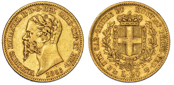 REGNO DI SARDEGNA. VITTORIO EMANUELE II DI SAVOIA, 1849-1861. 20 Lire 1856. Genova.