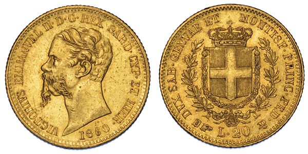 REGNO DI SARDEGNA. VITTORIO EMANUELE II DI SAVOIA, 1849-1861. 20 Lire 1860. Torino.