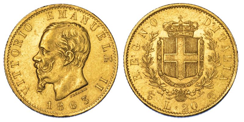 REGNO D'ITALIA. VITTORIO EMANUELE II DI SAVOIA, 1861-1878. 20 Lire 1863. Torino.  - Asta Numismatica - Cambi Casa d'Aste