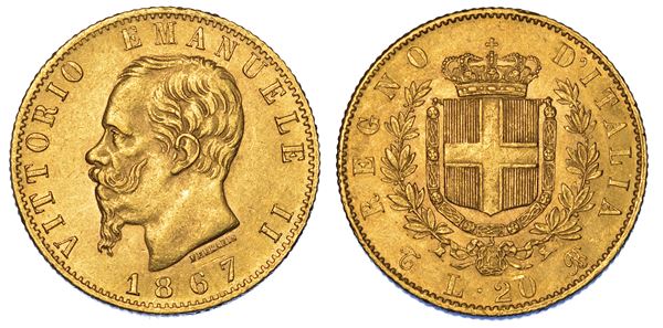 REGNO D'ITALIA. VITTORIO EMANUELE II DI SAVOIA, 1861-1878. 20 Lire 1867. Torino.