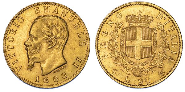REGNO D'ITALIA. VITTORIO EMANUELE II DI SAVOIA, 1861-1878. 20 Lire 1868. Torino.