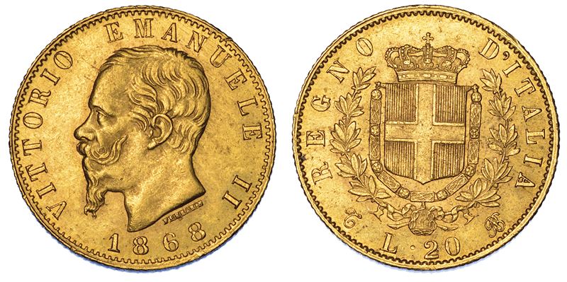 REGNO D'ITALIA. VITTORIO EMANUELE II DI SAVOIA, 1861-1878. 20 Lire 1868. Torino.  - Asta Numismatica - Cambi Casa d'Aste