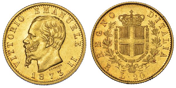 REGNO D'ITALIA. VITTORIO EMANUELE II DI SAVOIA, 1861-1878. 20 Lire 1873. Roma.