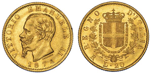 REGNO D'ITALIA. VITTORIO EMANUELE II DI SAVOIA, 1861-1878. 20 Lire 1874. Roma.