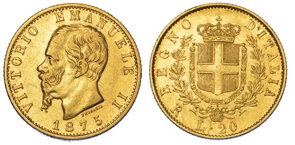 REGNO D'ITALIA. VITTORIO EMANUELE II DI SAVOIA, 1861-1878. 20 Lire 1875. Roma.