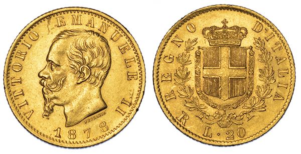 REGNO D'ITALIA. VITTORIO EMANUELE II DI SAVOIA, 1861-1878. 20 Lire 1878. Roma.