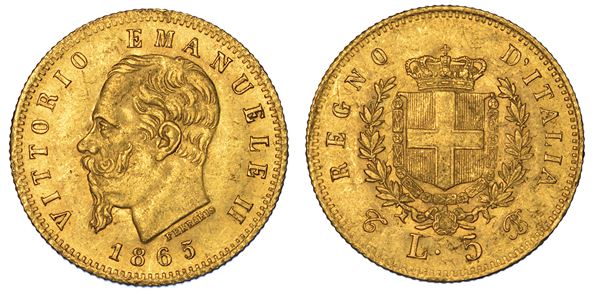 REGNO D'ITALIA. VITTORIO EMANUELE II DI SAVOIA, 1861-1878. 5 Lire 1865. Torino.