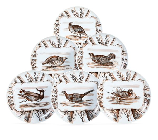 Sei piatti “Caccia” Piero Fornasetti (1913-1988), 1955 