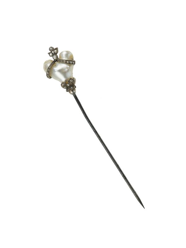 Pearl and diamond hatpin