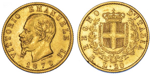 REGNO D'ITALIA. VITTORIO EMANUELE II DI SAVOIA, 1861-1878. 20 Lire 1870. Roma.