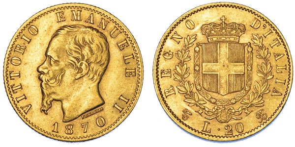 REGNO D'ITALIA. VITTORIO EMANUELE II DI SAVOIA, 1861-1878. 20 Lire 1870. Torino.