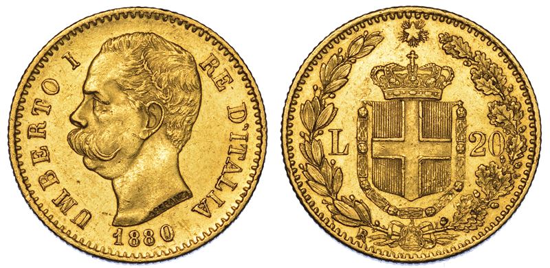 REGNO D'ITALIA. UMBERTO I DI SAVOIA, 1878-1900. 20 Lire 1880.  - Auction Numismatics - Cambi Casa d'Aste