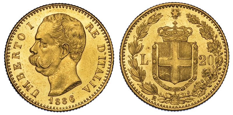 REGNO D'ITALIA. UMBERTO I DI SAVOIA, 1878-1900. 20 Lire 1886.  - Auction Numismatics - Cambi Casa d'Aste