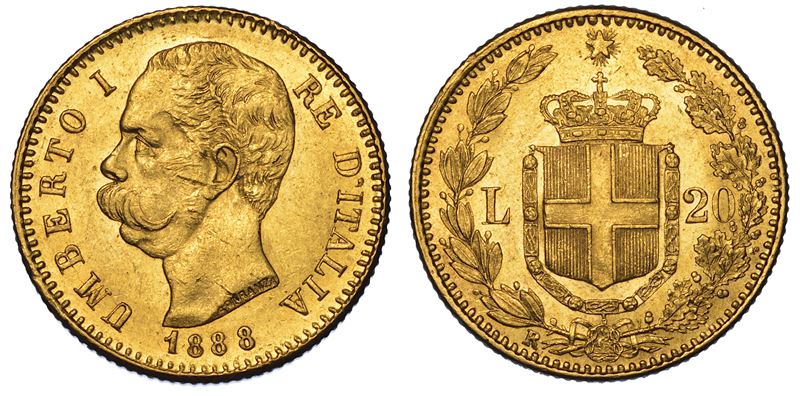 REGNO D'ITALIA. UMBERTO I DI SAVOIA, 1878-1900. 20 Lire 1888.  - Auction Numismatics - Cambi Casa d'Aste