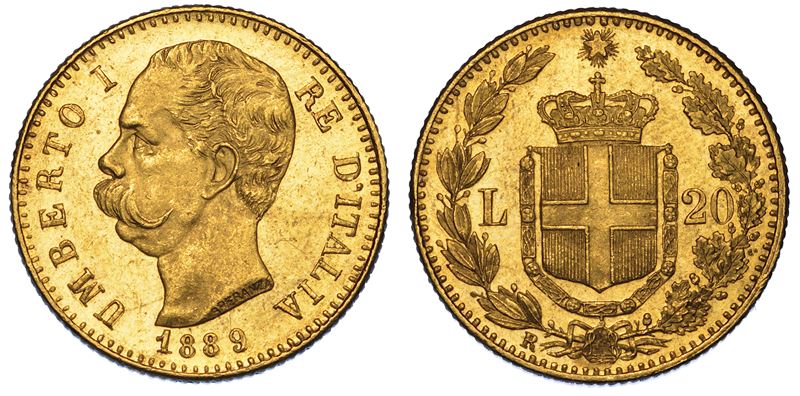 REGNO D'ITALIA. UMBERTO I DI SAVOIA, 1878-1900. 20 Lire 1889.  - Auction Numismatics - Cambi Casa d'Aste