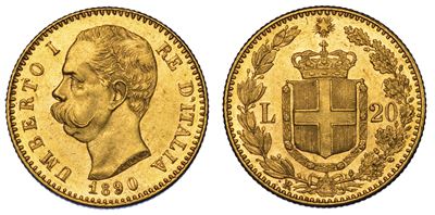 Regno D'italia. Umberto i di Savoia, 1878-1900. 20 Lire 1890.