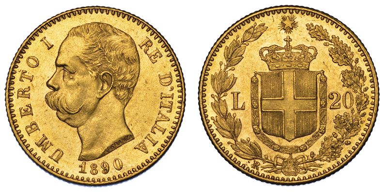 REGNO D'ITALIA. UMBERTO I DI SAVOIA, 1878-1900. 20 Lire 1890.  - Auction Numismatics - Cambi Casa d'Aste