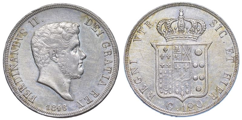 NAPOLI. FERDINANDO II DI BORBONE, 1830-1859. Piastra da 120 Grana 1846.  - Auction Numismatics - Cambi Casa d'Aste