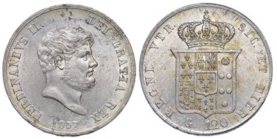 Napoli. Ferdinando II di Borbone, 1830-1859. Piastra da 120 Grana 1857.
