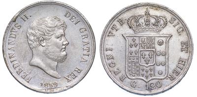 Napoli. Ferdinando II di Borbone, 1830-1859. Piastra da 120 Grana 1859.