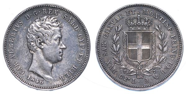 REGNO DI SARDEGNA. CARLO ALBERTO DI SAVOIA, 1831-1849. 2 Lire 1846. Torino.