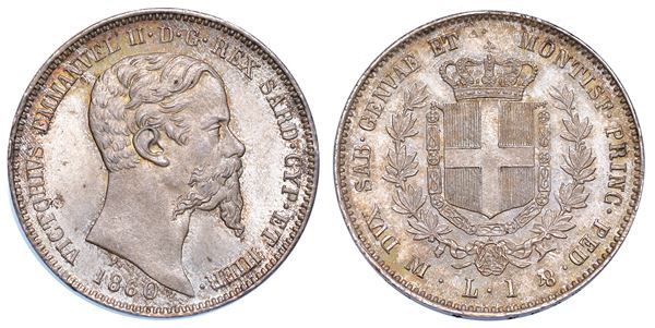 REGNO DI SARDEGNA. VITTORIO EMANUELE II DI SAVOIA, 1849-1861. Lira 1860. Milano.