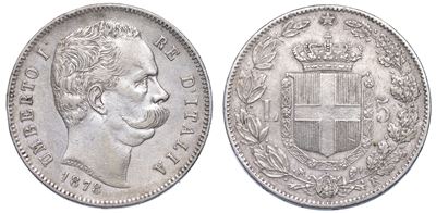Regno D’italia. Umberto i di Savoia, 1878-1900. 5 Lire 1878.
