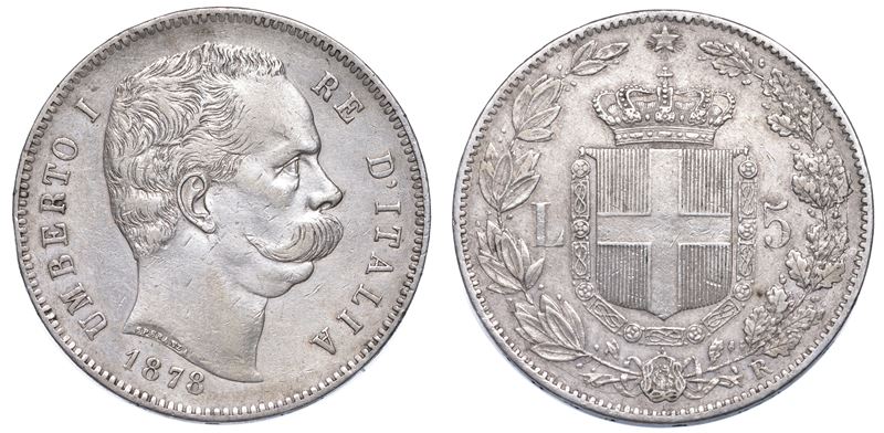 REGNO D’ITALIA. UMBERTO I DI SAVOIA, 1878-1900. 5 Lire 1878.  - Auction Numismatics - Cambi Casa d'Aste