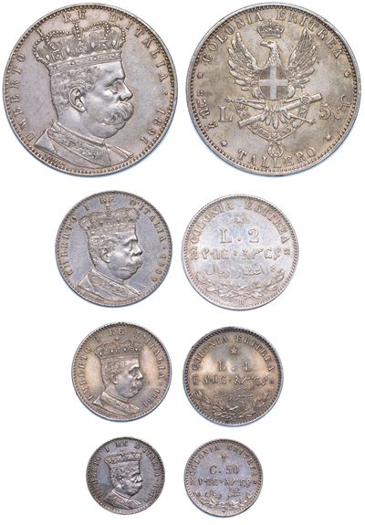 Regno D’italia - Colonia Dell’eritrea. Umberto i di Savoia, 1890-1896. Lotto di Quattro Monete.