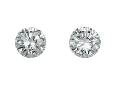 Coppia di Diamanti Taglio Brillante di Ct 1.08, Colore i e J, Caratteristiche Interne Vvs2, Fluor...