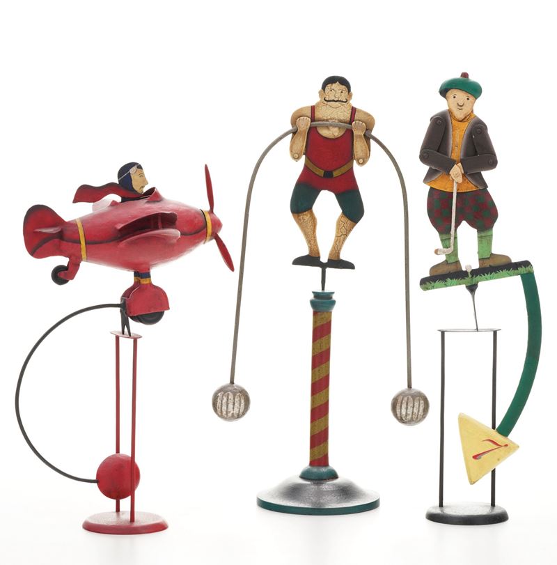 Lotto di tre giocattoli in latta e legno  - Auction Antiquariato del XX secolo - Cambi Casa d'Aste
