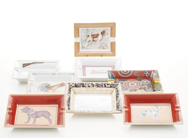 Lotto composto da nove posacenere, di cui 5 Hermes