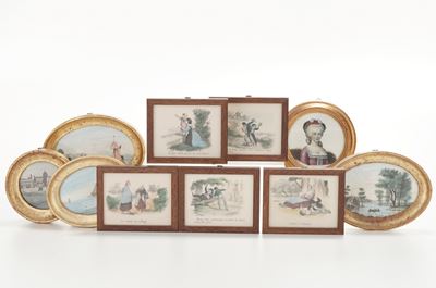 Lotto di Dieci tra Miniature e Stampe in Cornice