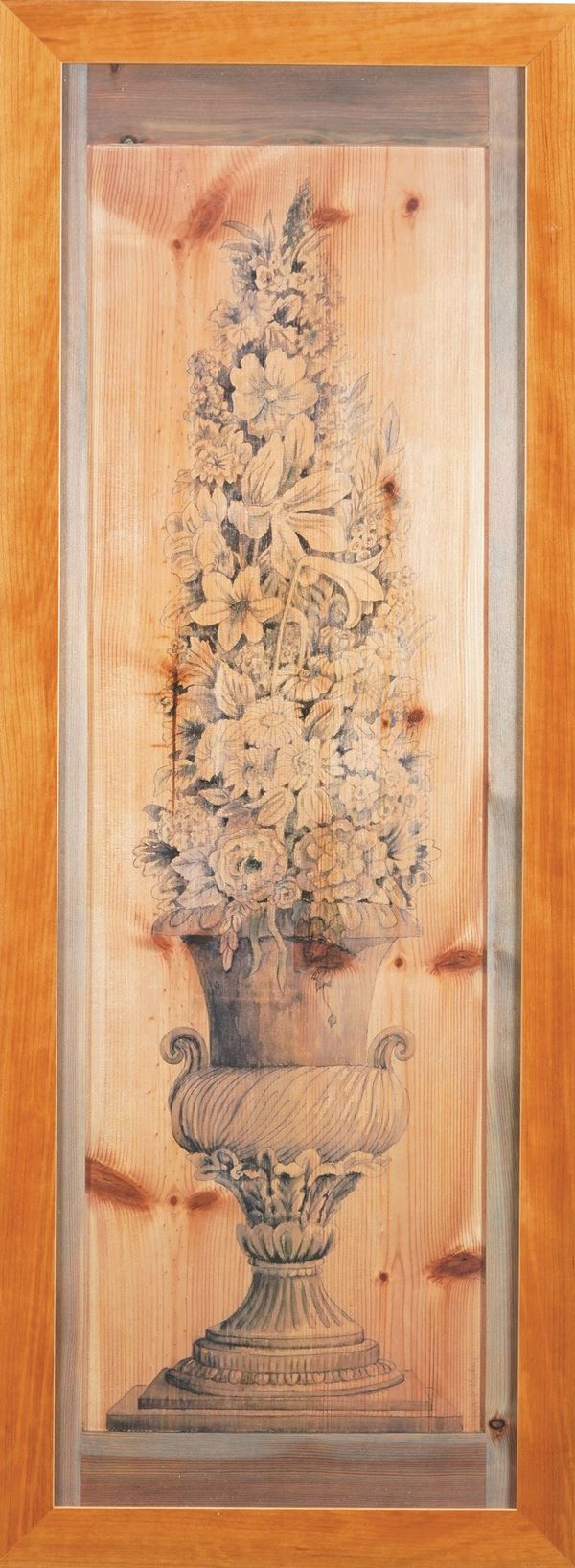 Vaso di fiori su tavola, in cornice