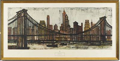 Riproduzione Dell'opera "brooklyn Bridge" di Bernard Buffet, Entro Cornice