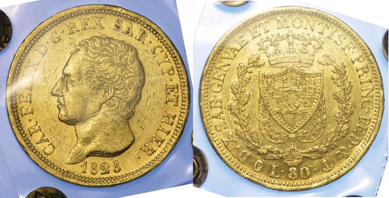 REGNO DI SARDEGNA. CARLO FELICE DI SAVOIA, 1821-1831 80 Lire 1828. Genova.  - Auction Numismatics - Cambi Casa d'Aste