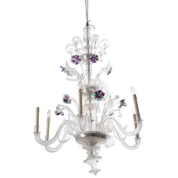 Grande lampadario in vetro di Murano