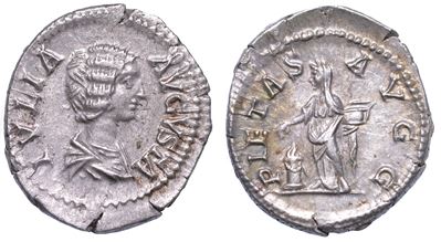 Giulia Domna (moglie di Settimio Severo), 193-217. Denario. Roma.