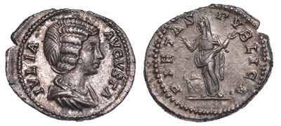 Giulia Domna (moglie di Settimio Severo), 193-217. Denario.