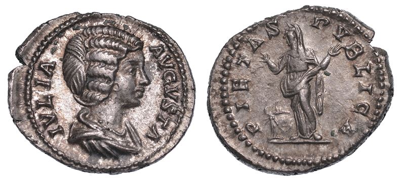 GIULIA DOMNA (moglie di Settimio Severo), 193-217. Denario.  - Auction Numismatics - Cambi Casa d'Aste