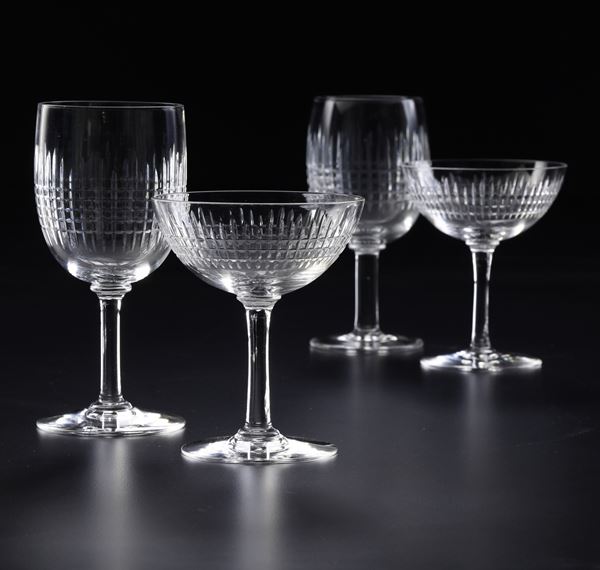 Dodici calici e docici coppe "Nancy". Francia, Baccarat, prima metà del XX secolo. 