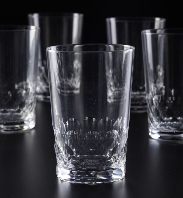 Sette bicchieri. Francia, Manifattura Baccarat, XX secolo.