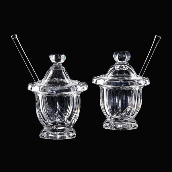 Coppia di senapiere “Harcourt Missouri" Francia, Maniffattura Baccarat, XX secolo