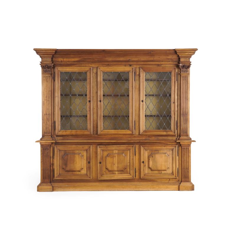 Grande libreria architettonica a doppio corpo in stile secentesco  - Auction Antiques - Cambi Casa d'Aste