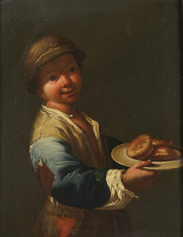 Fanciullo con piatto di pane